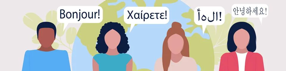 Language courses, multi nationality concept Stock Illustration