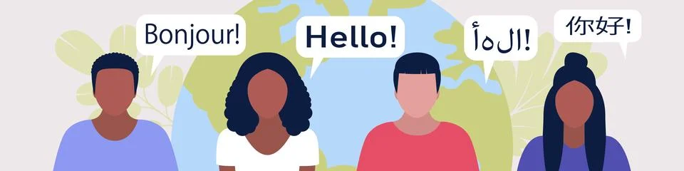 Language courses, multi nationality concept Stock Illustration