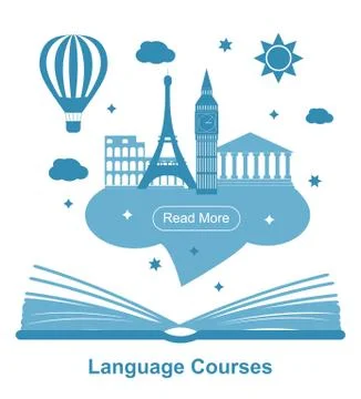 Language courses poster Stock Illustration