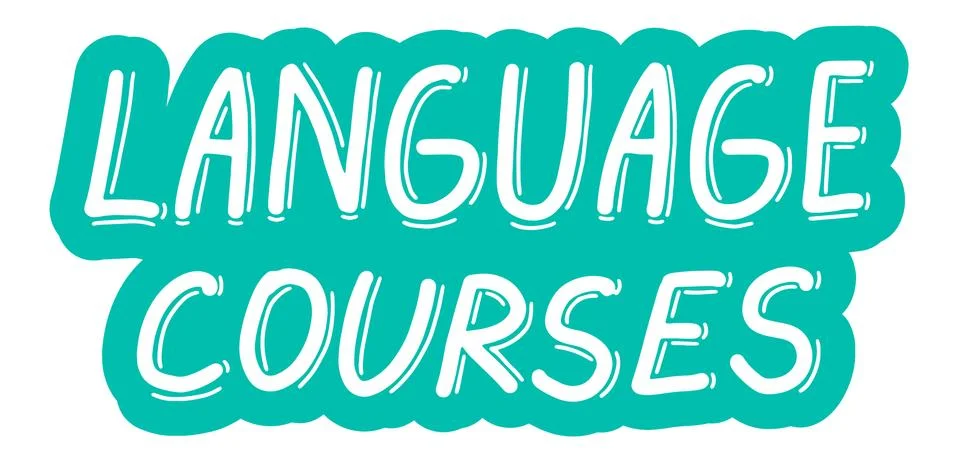 Language Courses. Training, learn, courses, education concept. Logo, badge, p Stock Illustration