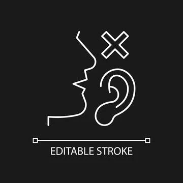 Language disabilities white linear icon for dark theme Stock Illustration