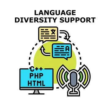 Language diversity support connecting voice and code Illustration