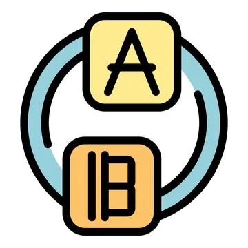 Language exchange app icon with letters a and b connecting Stock Illustration