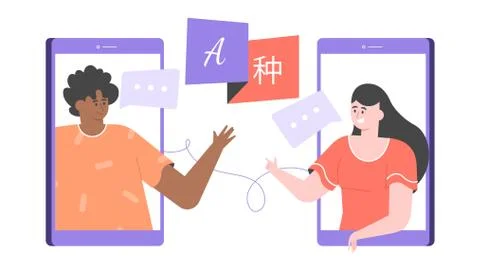 Language exchange, communication with foreigners. Stockillustratie