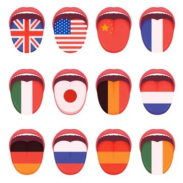 Language flag on human tongue Stock Illustration