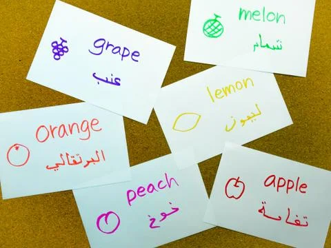 Language Flash Cards; Arabic Stock Photos