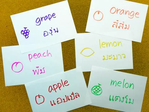 Language Flash Cards; Thai Foto stock
