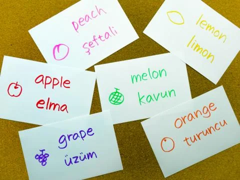 Language Flash Cards; Turkish Foto stock