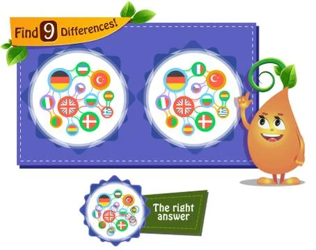 Language game 9 differences Stock Illustration