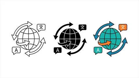 Language globes translate icon set イラスト素材