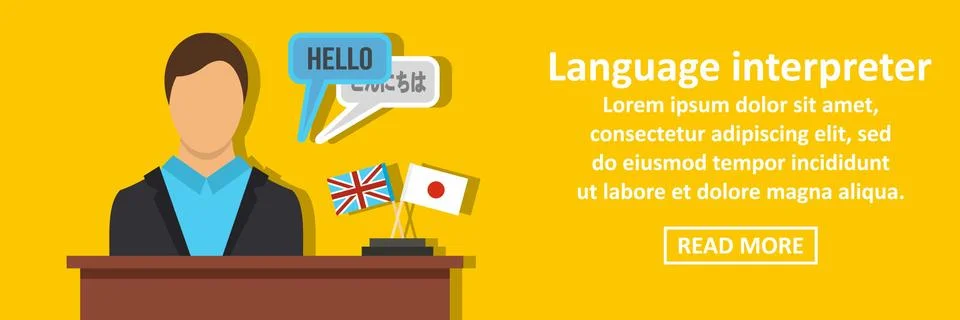 Language interpreter banner horizontal concept Stock Illustration