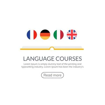 Language learn vector banner design. Language course english different speak Stockillustratie