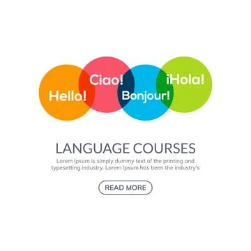 Language learn vector banner design. Language course english different speak Stock Illustration