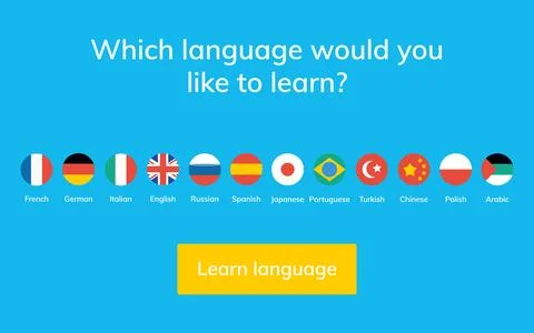 Language learn vector banner design. Language course english different speak Stockillustratie