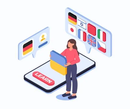 Language learning app concept. Vector illustration Stock Illustration