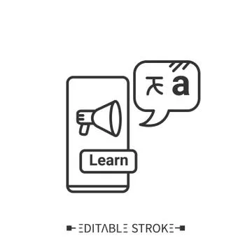 Language learning app line icon. Editable Stock Illustration