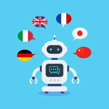 Language learning with artificial intelligence. Stock Illustration