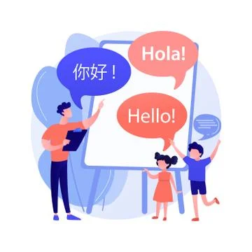 Language learning camp abstract concept vector illustration. Illustrazione stock