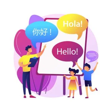 Language learning camp abstract concept vector illustration. Illustrazione stock