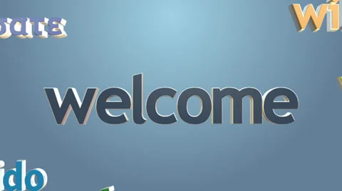 Language learning concept- "Welcome" ,other languages greetings typography Stock Footage 36589289