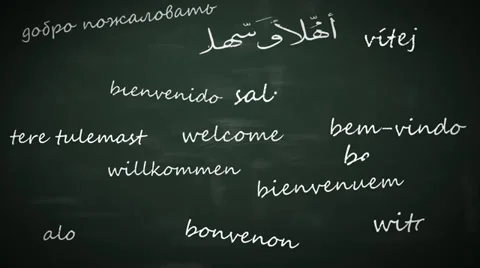 Language learning concept - word 'welcome' in different languages. Stock Footage 36257308