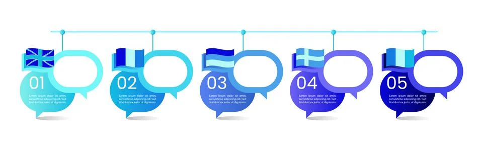 Language learning courses blue infographic chart design template Stockillustratie