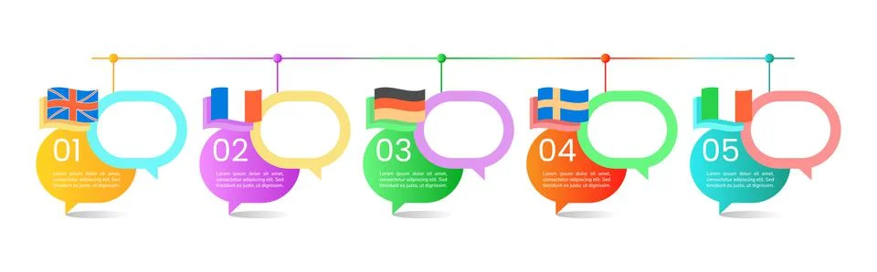 Language learning courses infographic chart design template Stockillustratie