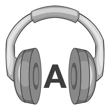 Language learning in headphones icon Stock Illustration