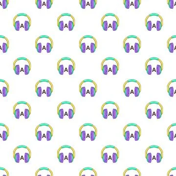 Language learning in headphones pattern Stock Illustration