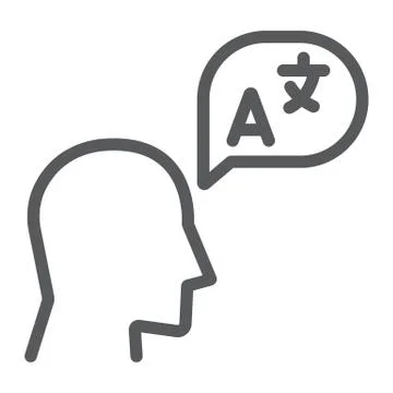 Language learning line icon, education and school, translation sign vector Stock Illustration
