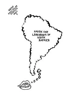 Language learning map with mouth speaking cartoon, the map is a speech bubble 스톡 일러스트