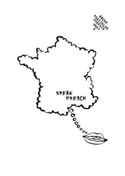 Language learning map with mouth speaking cartoon, the map is a speech bubble Stock Illustration