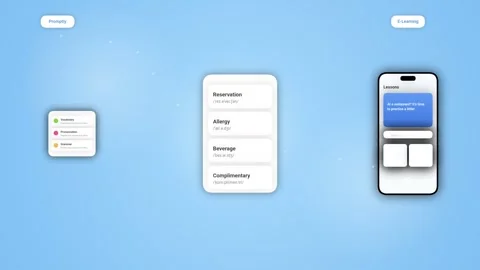 Language Learning Mobile App Interface Concept with Smooth Animation Stock Footage 348983399