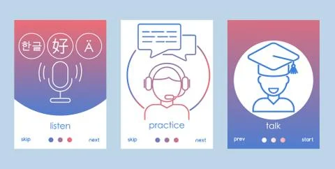 Language learning online application interface, vector illustration. Mobile app イラスト素材