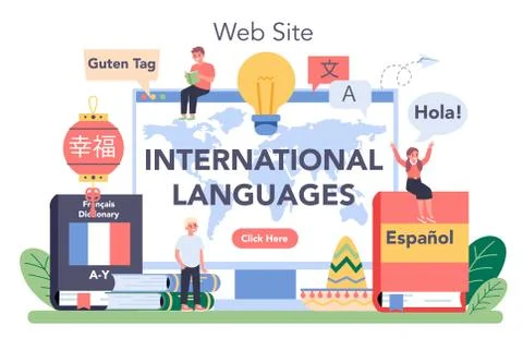 Language learning online service or platform. Professor teaching Stock Illustration