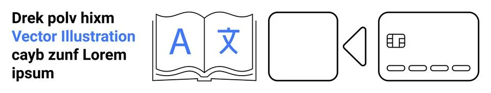 Language learning, payment systems, education, technology, e-commerce, global Illustrazione stock