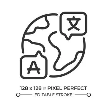 Language learning pixel perfect line icon Stock Illustration