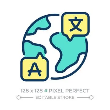 Language learning pixel perfect line color icon Stock Illustration