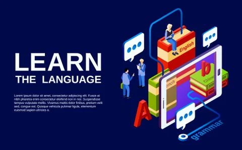 Language learning poster illustration Stock Illustration