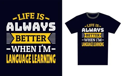 Language Learning T Shirt Design Template Vector Stock Illustration