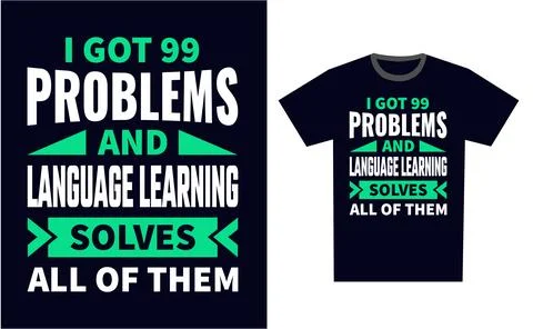 Language Learning T Shirt Design Template Vector Stock Illustration