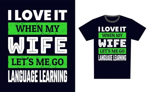 Language Learning T Shirt Design Template Vector Illustrazione stock