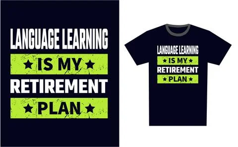 Language Learning T Shirt Design Template Vector Illustrazione stock