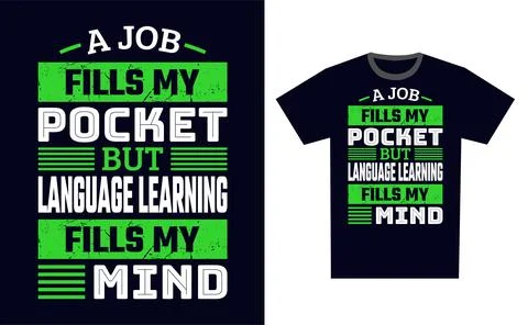 Language Learning T Shirt Design Template Vector Stock Illustration