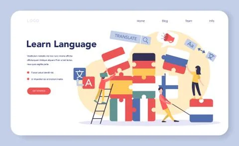 Language learning web banner or landing page. Study foreign Illustrazione stock