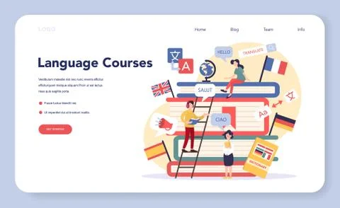 Language learning web banner or landing page. Study foreign Stock Illustration