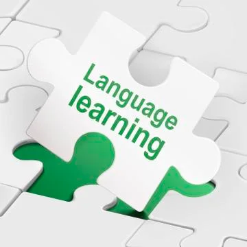 Language learning on white puzzle pieces 스톡 일러스트