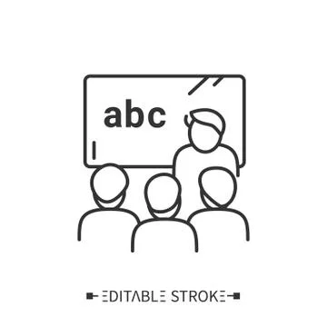 Language lesson line icon. Editable illustration Stock Illustration