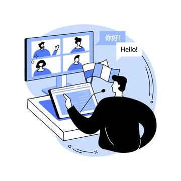 Language lessons isolated cartoon vector illustrations. Illustrazione stock