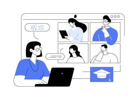 Language lessons isolated cartoon vector illustrations. Ilustración de archivo